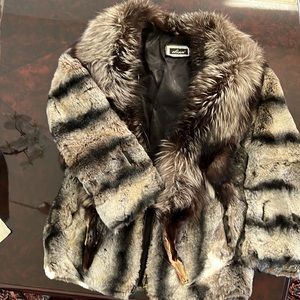 Vintage coat with natural rabbit and fox coat medium size